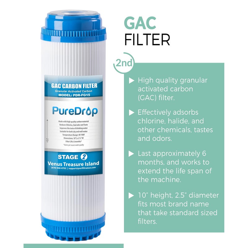 Pure Drop PureDrop PDR-F15-50 Standard 5-Stage Replacement Cartridge for 50 GPD Reverse Osmosis Water Filter System 2-Year Replacement Filter Pack,15 Counts, 12x15x15 - Image 4